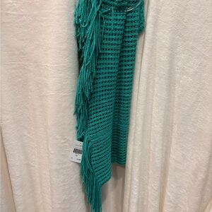 NWT Aqua Loop Knit Scarf with Fringe